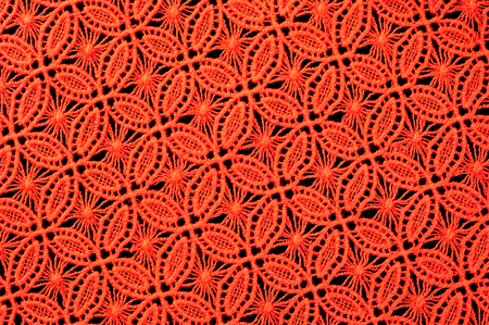Image texture background, Detail of woven woolen texture of design and lace. Red fabric background....
