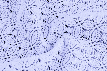 Image texture background, decorative lace with pattern. Blue pastel colors of lace fabric. Template for wedding, invitation or greeting card with blue lace background. Close-up of a wedding lace textureの写真素材