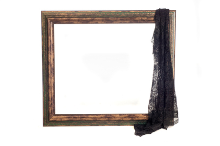 Texture, background, pattern. Frame of pictures on a white background, cut fabric.の写真素材