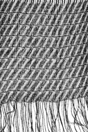 Texture, background, pattern. Women's scarf, striped fabric Black white lines intertwinedの写真素材