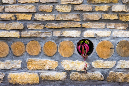 Texture, background, pattern. Old granite stones. An old stone wall. Texture of a stone wall. Brick wall from an old gray stone and sandstone texture background.の写真素材