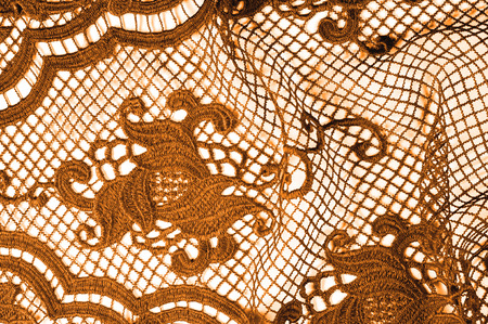 texture, pattern. fabric lace is golden, brownish-yellow. Shinning, shimmering and gorgeous! From extremely bright to elegant and classic, it's just an impressive laceの写真素材