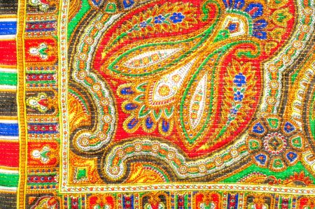 Texture, background, pattern. Woman's headscarf, shawl. Bright colors. Paisley. Indian themes....