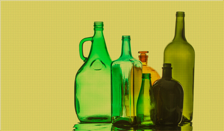 Background texture, pattern. Empty bottles. Recycling of household items, including glass,の写真素材