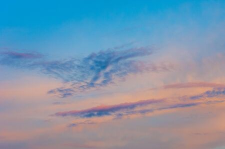 Texture, background, pattern. Clouds at sunset (dawn) pastel colors beautiful paintsの写真素材