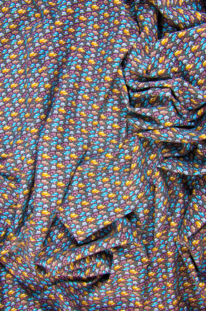 Texture, fabric, background. Cotton fabric. Cars coloring.  A lot of cars on a summer road roads.