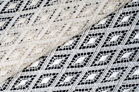 Texture background pattern. Lacy white fabric. Hand lace on a white background. White Guipure,...
