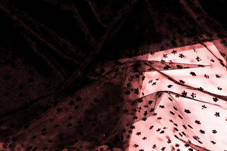 pink lace on white background. Extravagance and elegance are combined in this lavender and pink 3D floral embroidery and beading. Cuttings from flowers provide a three-dimensional touchの写真素材