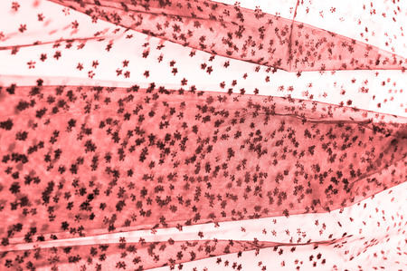 pink lace on white background. Extravagance and elegance are combined in this lavender and pink 3D floral embroidery and beading. Cuttings from flowers provide a three-dimensional touchの写真素材