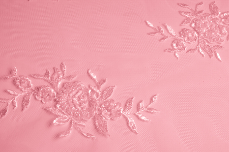texture Tulle is white Growing in a bold floral design do not miss the chance to purchase this white on white floral embroidered tulle Large floral vignettes grow  columns over a clean soft tulleの写真素材