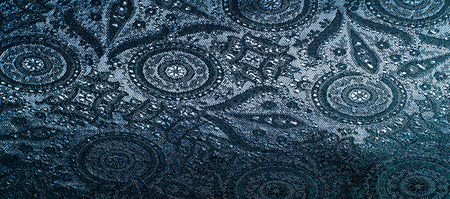Fabric silk texture, background. Blue patterned
