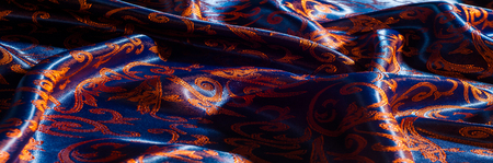 Texture, background, pattern. silk cloth Royal monogram. Moses Velvet with a design of gold foil...