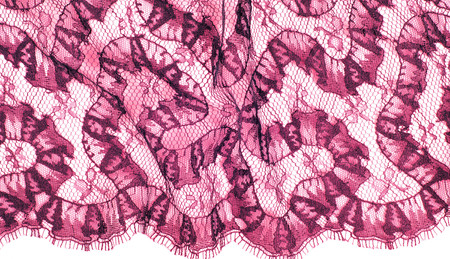 lace fabric texture. background. Isolated on white background. of red color.の写真素材