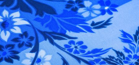 texture, background, pattern, delicate blue silk with floral print Exceptionally lightweight pure...