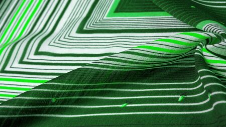 Texture, pattern, collection, silk fabric, green background with a striped pattern of white and salad lines, the Spanish theme, which is great for the design of procedures and projects.の写真素材