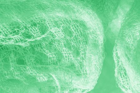 Cloth in a mesh green. Add a line of ethereal brilliance to your decorations and design, Tons of tiny sparkles glitter into the threads to give this fabric a rich, rich and bright tone.の写真素材