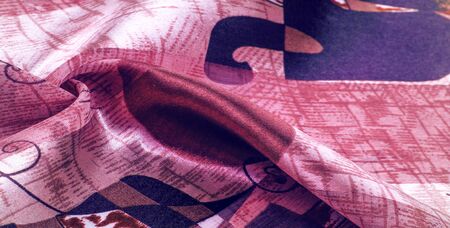 Background texture Universal georgette with a silk print, drawing cartoon peopleの写真素材