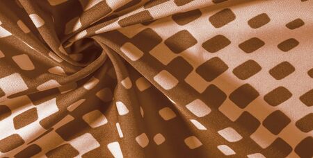texture background pattern. silk fabric with brown squares on a white background