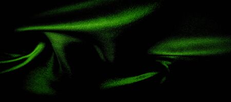 texture, background, pattern. green silk fabric panoramic photo. Silk Duke mood Satin is a beautiful and royal silk fabric. It has a shimmering shine,の写真素材