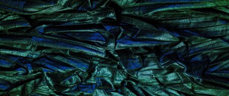 texture background pattern wallpaper silk fabric black with blue emerald stripesの写真素材