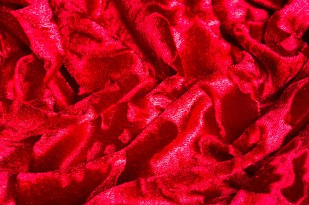 velar, cloth of red color. This gorgeous stretch velvet fabric has a velvety heap.の写真素材
