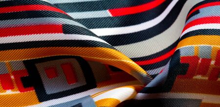 Texture  pattern. silk fabric in geometric abstract forms. Screen printing on silk duck