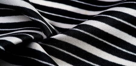 silk striped fabric. Black and white stripes.