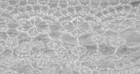 Texture, background, pattern, postcard, silk fabric, female white scarf with lace wrappers. Use...