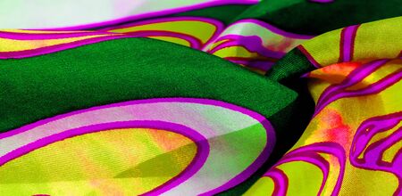 silk abstract fabric This luxurious silk chiffon fabric is a show-stopper. It is transparent has a liquid drape and is very soft. Perfect for your projects. Colors include green yellow white and pinkの写真素材