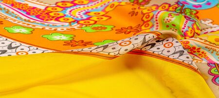 Texture, background, paisley silk fabric, Indian themes ornate traditional paisley elements with...