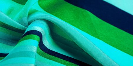 Silk fabric, striped fabric blue and azure green white lines, exquisite design. The photo is intended for, interior, imitation, fashion designer, marketing, architecture, sketch, layout, entourageの写真素材