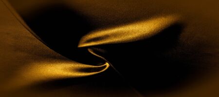 texture, background, pattern. golden yellow silk fabric panoramic photo. This is sunny carolina. This is a smooth hand that creates a subtle sheen. Made with luxurious silk, like beauty!の写真素材