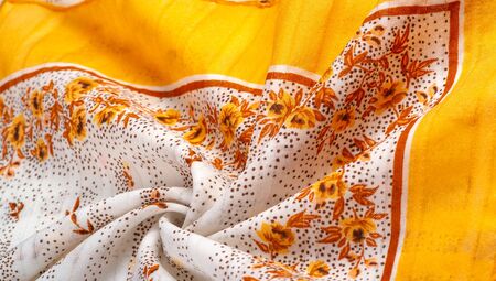 Texture background, women's shawl. yellow flowers on a  YOUR SMILE, light scarves, beach towels an...