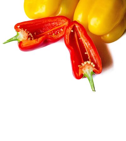 Bell peppers are sometimes grouped with less pungent pepper varieties as sweet peppers.の写真素材
