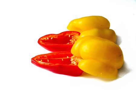 Bell peppers are sometimes grouped with less pungent pepper varieties as sweet peppers.の写真素材