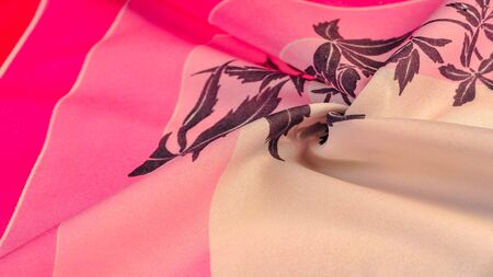Texture, background, pattern, postcard, silk fabric, pink and red beige tones, brown patterns with a...