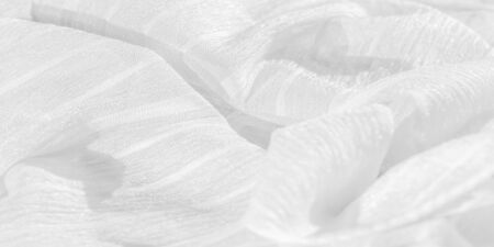 texture, background, pattern, collection, wrinkled silk fabric ghost white. 3D pleated, wrinkled and crinkled light camel color pure silk fabricの写真素材