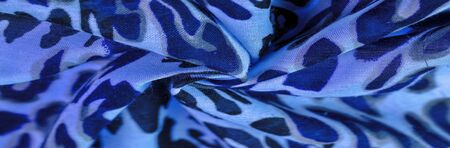 texture, background, pattern, silk fabric, european foot, fashion, leopard print, animal, irreplaceable texture for your projects, blue white shadeの写真素材