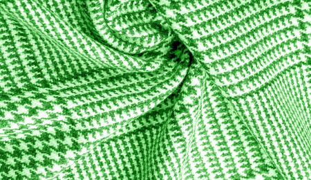 Background texture pattern. The fabric is thick, warm with a checkered pattern green This soft double damping with a light weight is ideal for design and more! Features yarn dyed checkered dark greenの写真素材