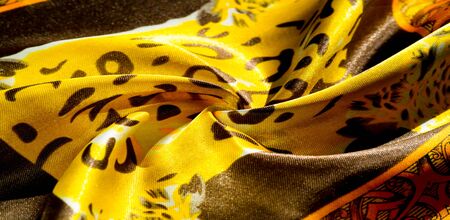 texture, pattern, background. leopard silk fabric. Screen printing on silk duck; This is a template for your accents. Create projects, wallpapers, postcards and more. Colors include brown and brownの写真素材
