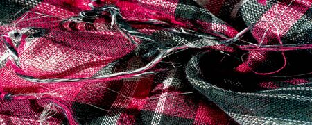 Texture, background, pattern, winter warm soft scarf for your projects Black and red white blanket, with this fabric you will be comfortable, warm, your design will be imposed on your homeの写真素材