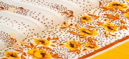 Texture background, women's shawl. yellow flowers on a  YOUR SMILE, light scarves, beach towels an...