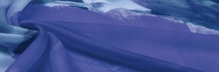 Texture, background, pattern, postcard, silk fabric, female color scarf with blue white flowers. The gorgeous design is based on attractive background images. You will be the bestの写真素材