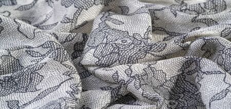 texture, background, pattern. Silk white fabric with lace patterns. This elastic lace trim can add a...