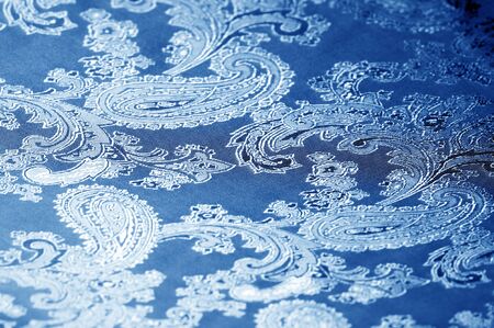 texture, background, dark blue, navy blue, sapphirine,  blushful fabric with a paisley pattern. based on traditional Asian elementsの写真素材
