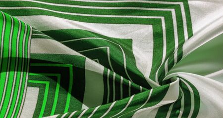 Texture,  silk fabric with a green striped pattern. The design of this fabric is devoted to a...