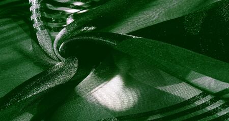 Texture, background, pattern, collection, light transparent silk fabric with stripes of different size, green. exquisite luxury for your holiday!の写真素材