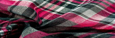 Texture, background, pattern, winter warm soft scarf for your projects Black and red white blanket,...