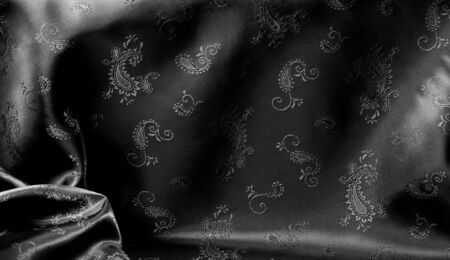 Texture, Black silk chiffon fabric with paisley print. fabulous soft and dark fabric, with a...