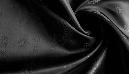 Texture, Black silk chiffon fabric with paisley print. fabulous soft and dark fabric, with a...